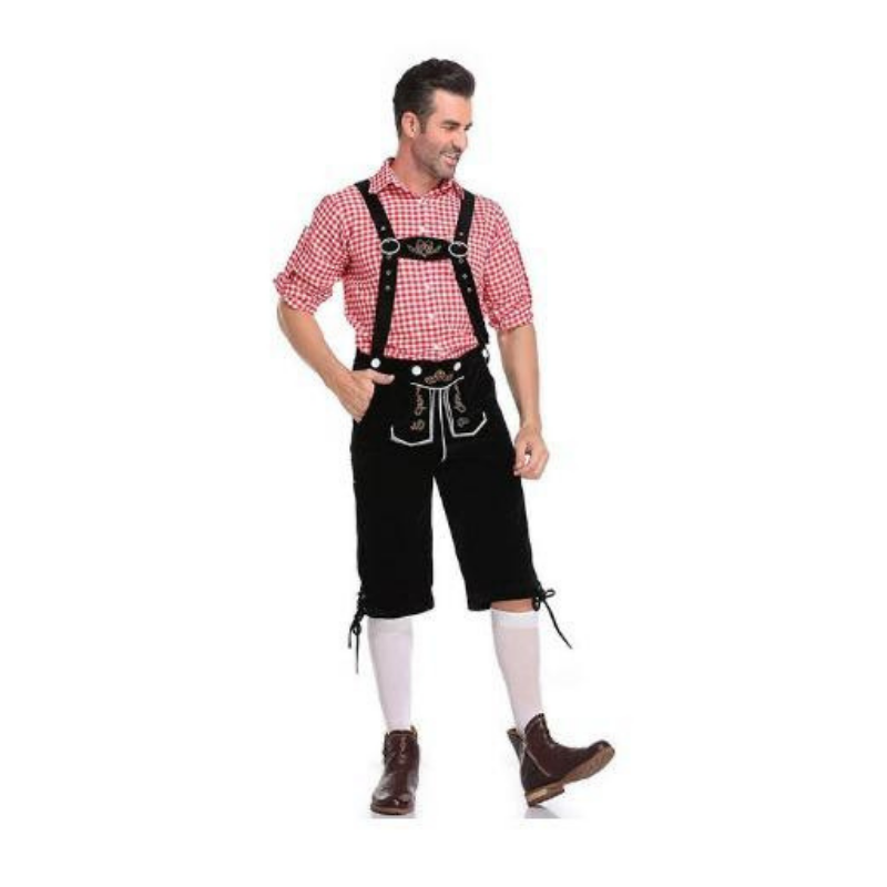 Men's Premium Oktoberfest Full Outfit Lederhosen, Shirt & Hat - German Authentic Fancy Dress
