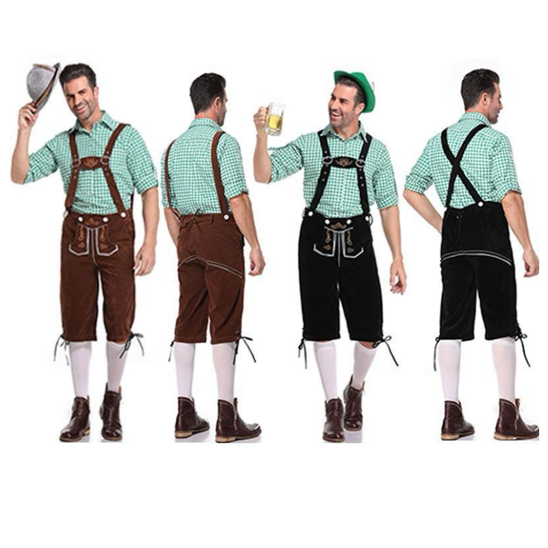 Men's Premium Oktoberfest Full Outfit Lederhosen, Shirt & Hat - German Authentic Fancy Dress