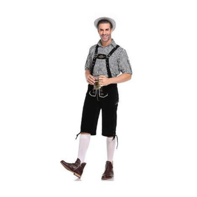 Men's Premium Oktoberfest Full Outfit Lederhosen, Shirt & Hat - German Authentic Fancy Dress