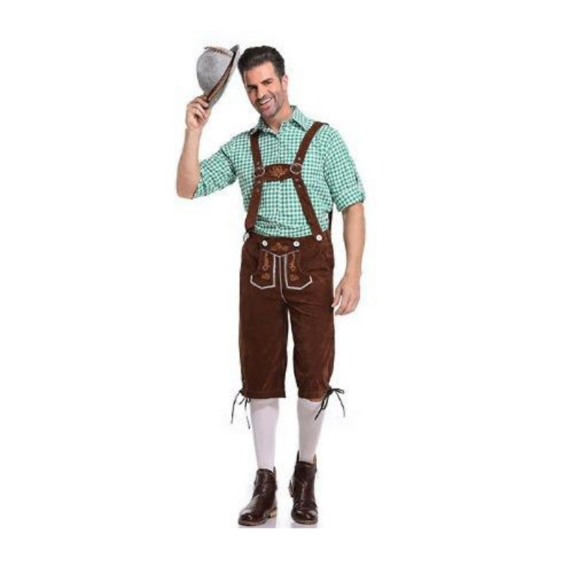 Men's Premium Oktoberfest Full Outfit Lederhosen, Shirt & Hat - German Authentic Fancy Dress
