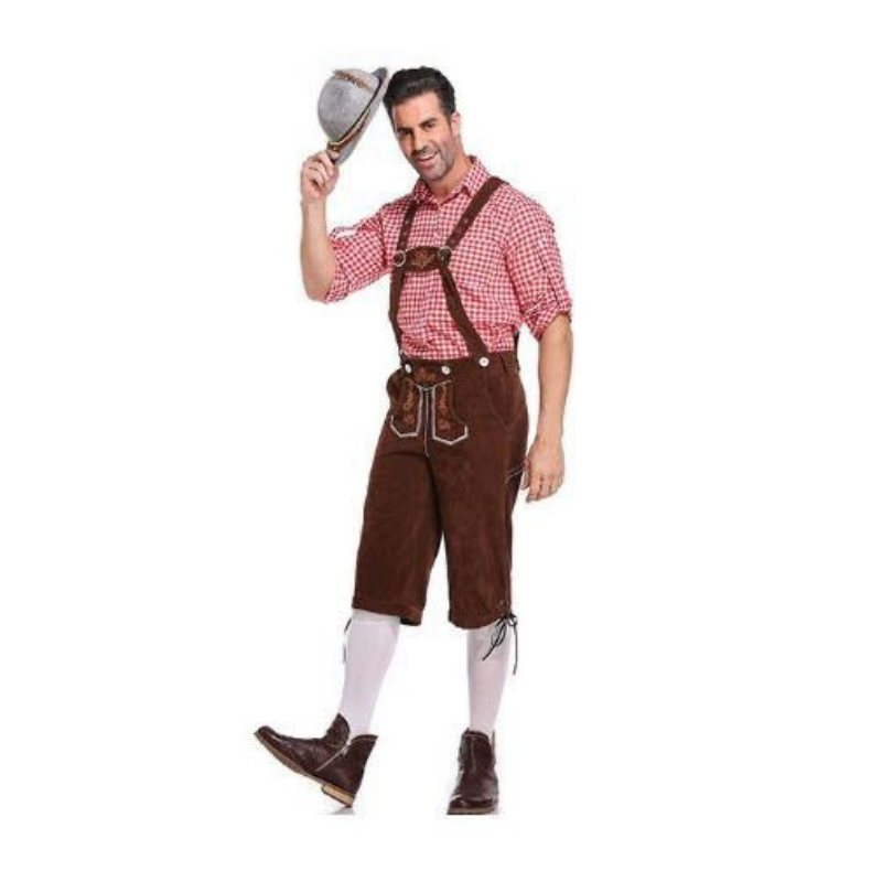 Men's Premium Oktoberfest Full Outfit Lederhosen, Shirt & Hat - German Authentic Fancy Dress