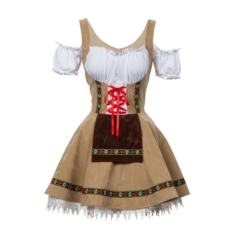 Ladies Mini Oktoberfest Milkmaid Dress - Bavarian Women's Fancy Dress Costume