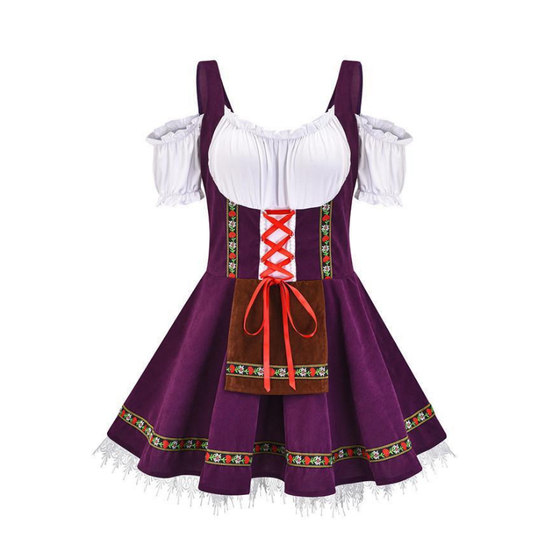 Ladies Mini Oktoberfest Milkmaid Dress - Bavarian Women's Fancy Dress Costume