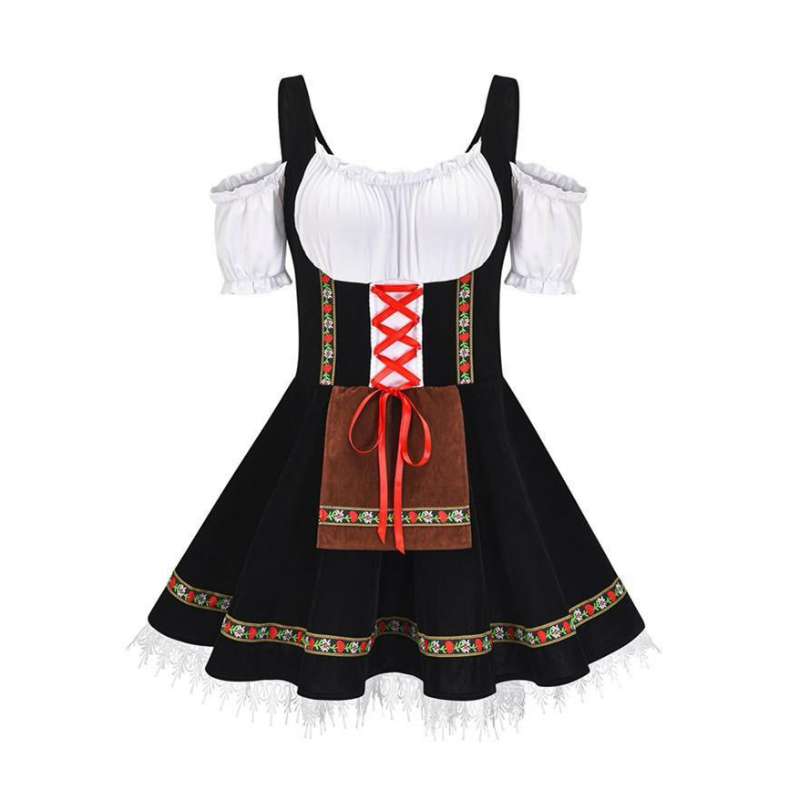 Ladies Mini Oktoberfest Milkmaid Dress - Bavarian Women's Fancy Dress Costume