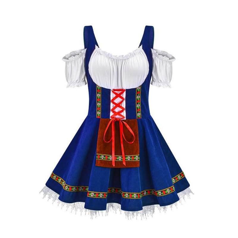 Ladies Mini Oktoberfest Milkmaid Dress - Bavarian Women's Fancy Dress Costume