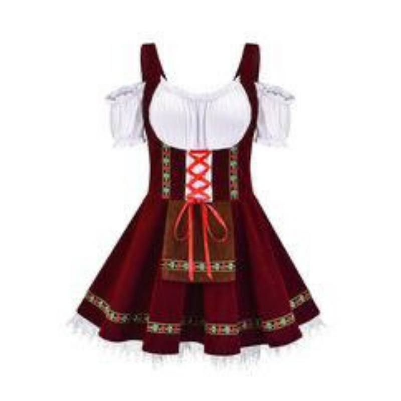 Ladies Mini Oktoberfest Milkmaid Dress - Bavarian Women's Fancy Dress Costume